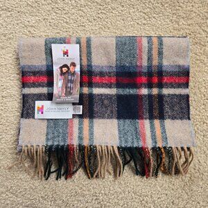 NWT John Hanley 100% Merino Wool Plaid Scarf